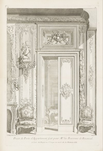 Project for an Apartment Door made for Madame la Baronne de Bezenval by Juste Aurèle Meissonnier